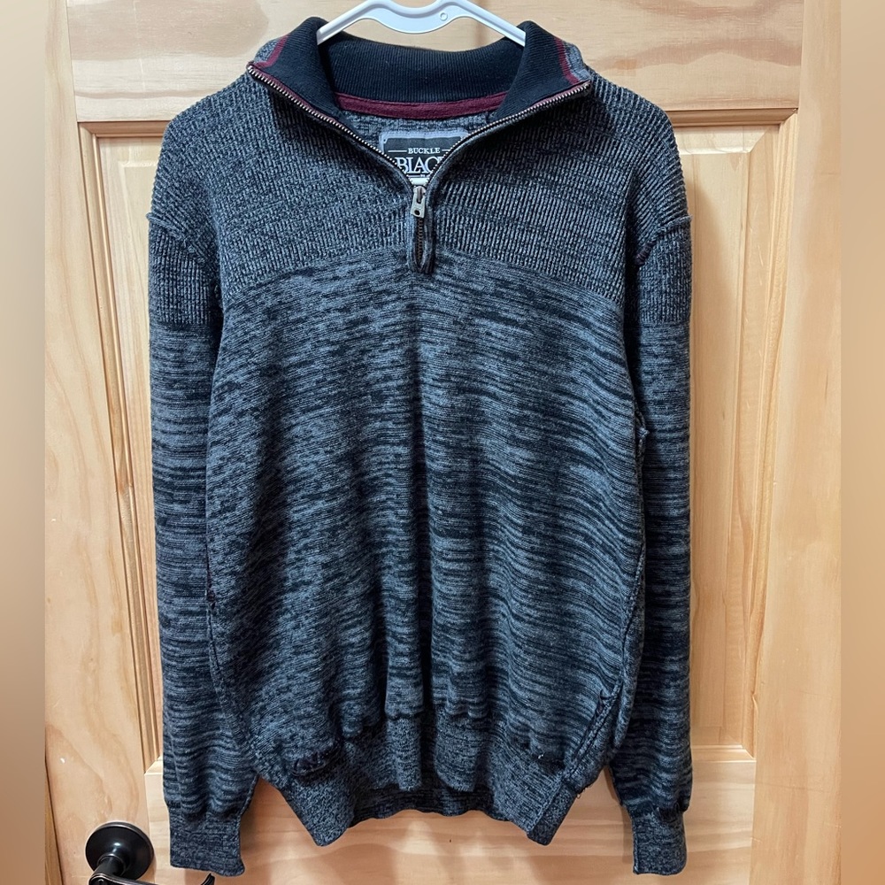 Men’s Buckle Black Athletic Fit 1/4 Zip Sweater